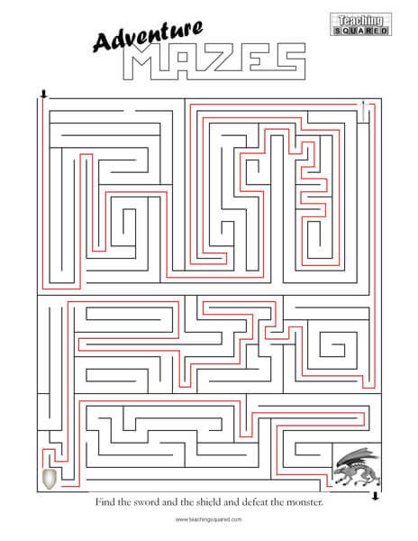 Adventure Maze game worksheets