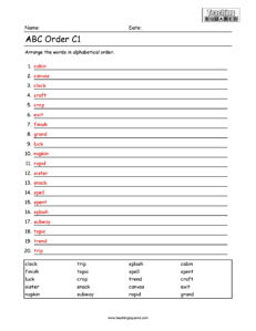 Alphabetical Order Worksheet C1