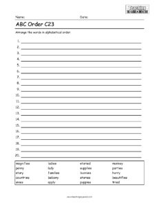 Alphabetical Order Worksheet 3rd Grade