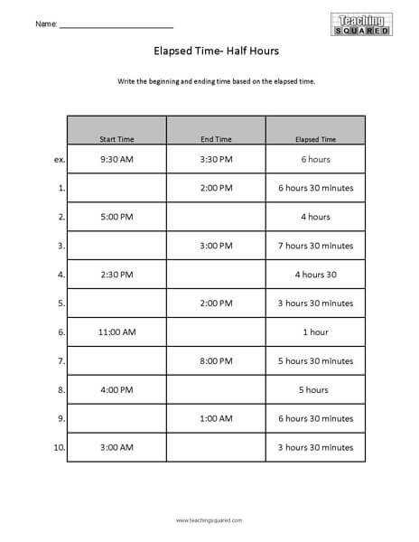 Elapsed Time Practice Worksheet