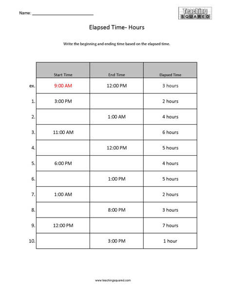 Elapsed Time Practice Worksheet