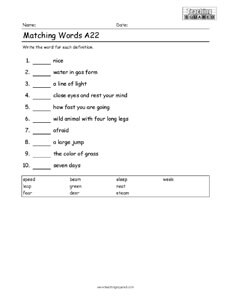 1st Grade Matching Words and practice