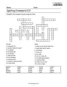 Printable Crossword Spelling