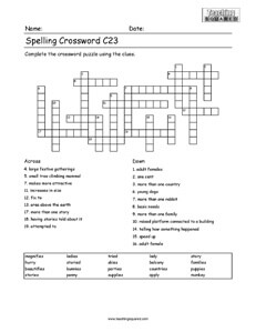 Printable Crossword Spelling