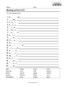 3rd Grade missing letters puzzle and practice