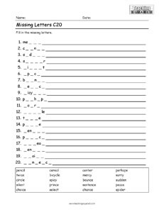 3rd Grade missing letters puzzle and practice