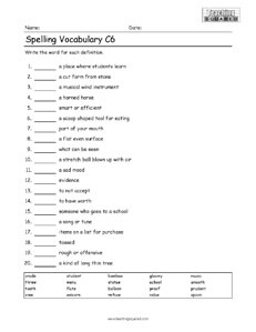 3rd Grade Spelling Vocabulary