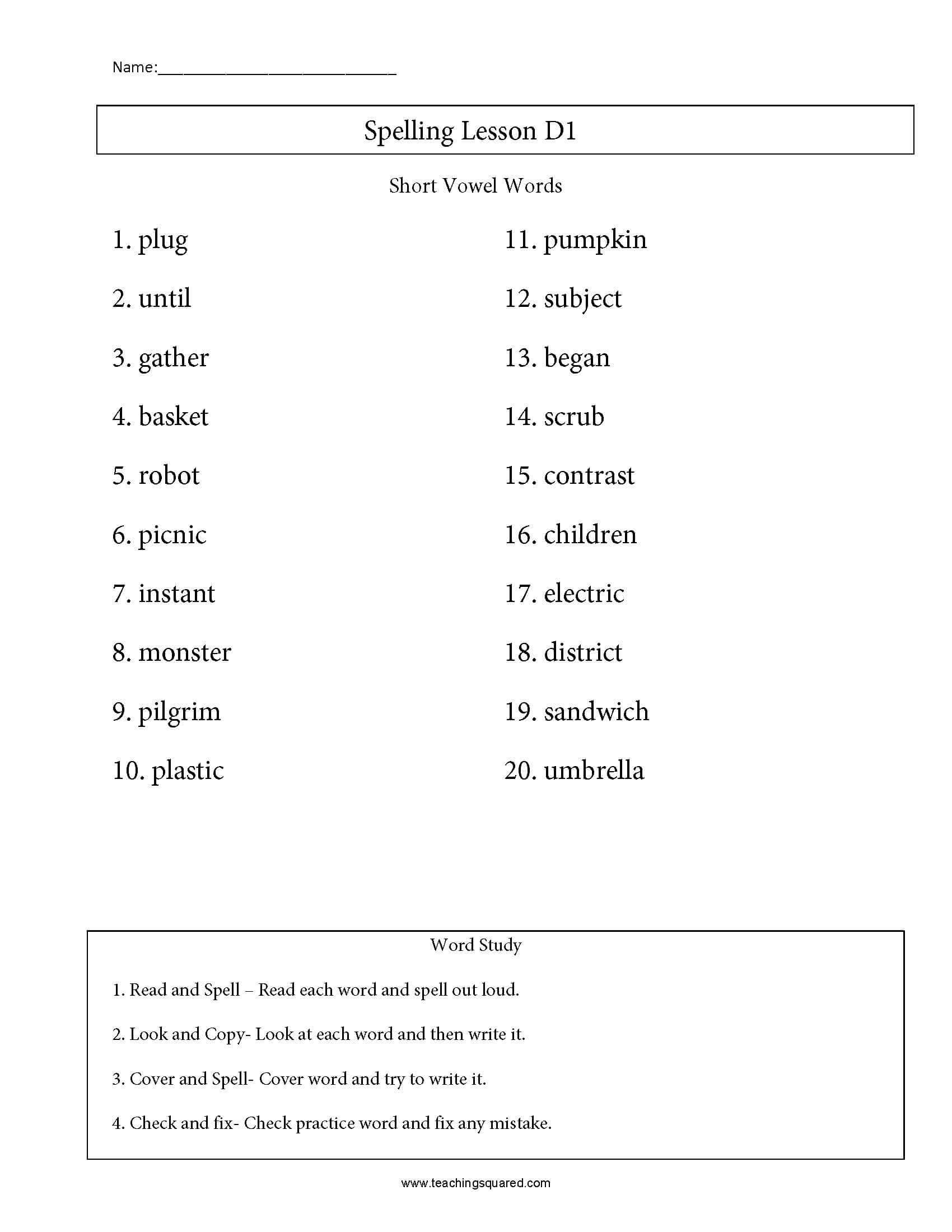 Spelling - Teaching Squared Pertaining To 6th Grade Spelling Worksheet