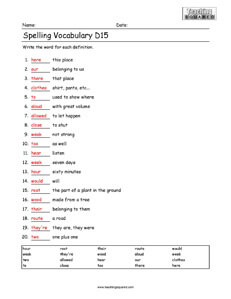 Spelling Vocabulary
