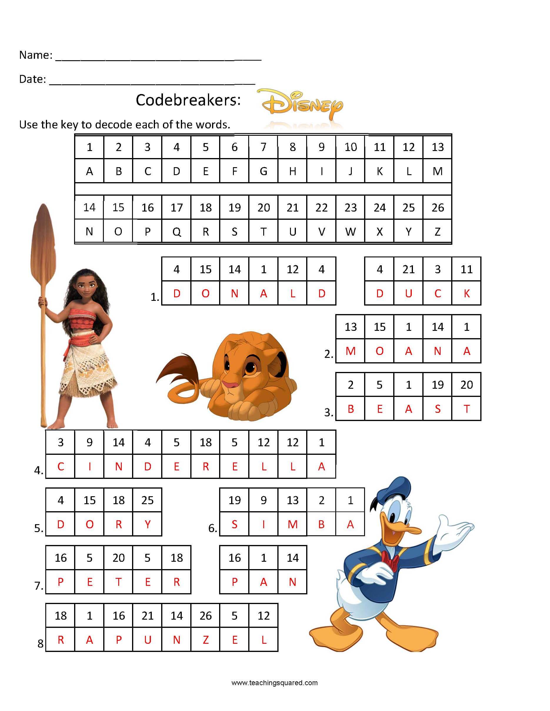 Codebreakers Disney Teaching Squared