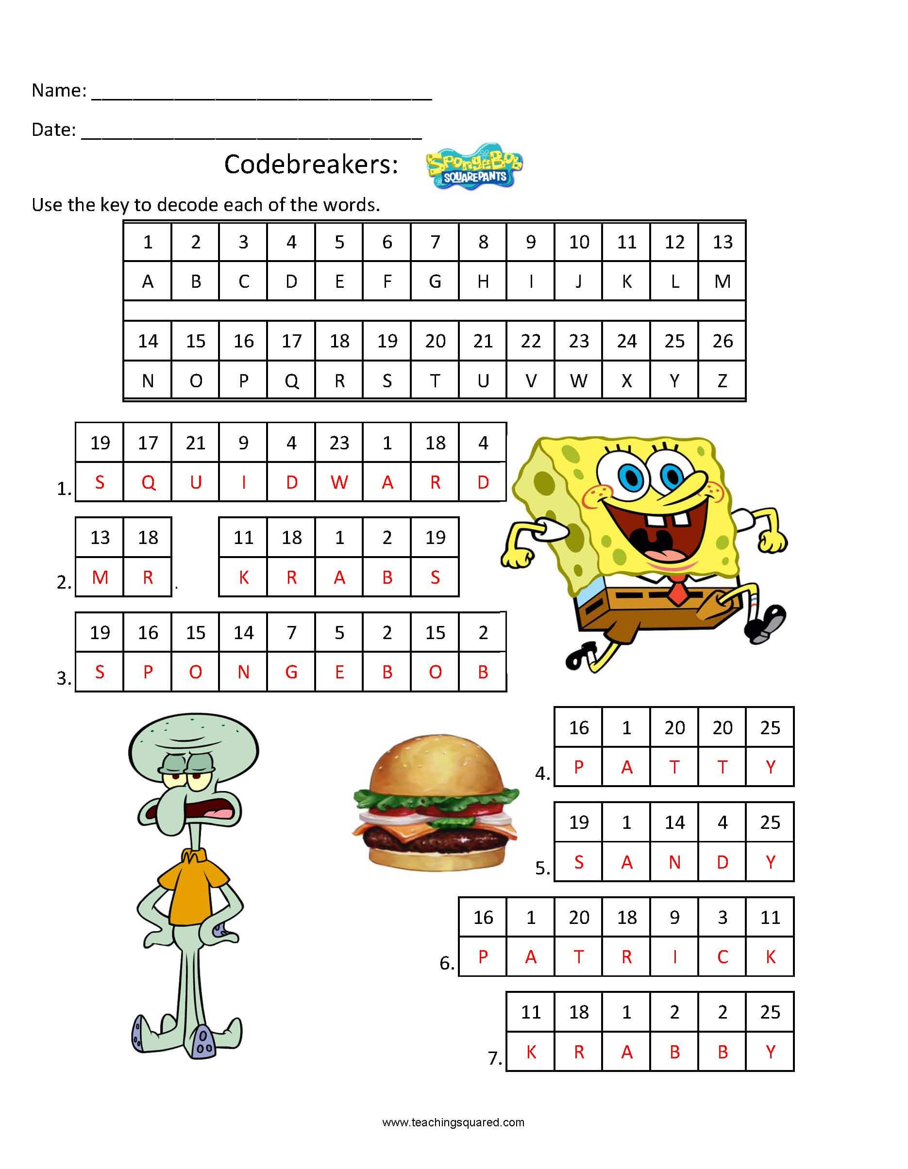 Codebreakers- Spongebob Fun Puzzle for kids