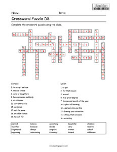 Fun Crossword Puzzle For Kids