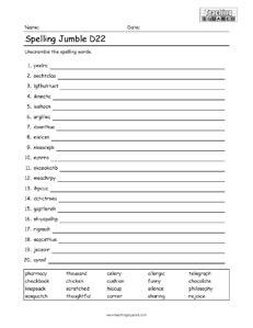 4th Grade Fun Spelling Jumble
