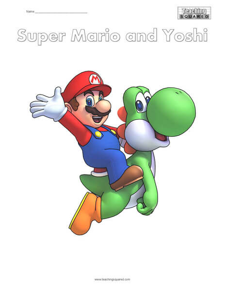 Super Mario and Yoshi Coloring Page