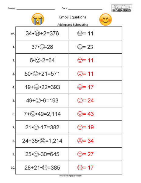 Emoji Equations- Two Step Problems
