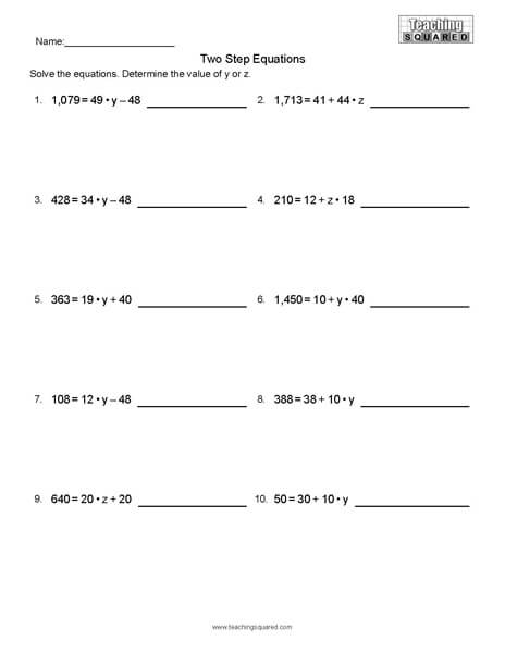 Equations- Parenthesis worksheets