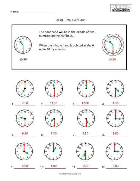 Colorful Clocks- Half Hour