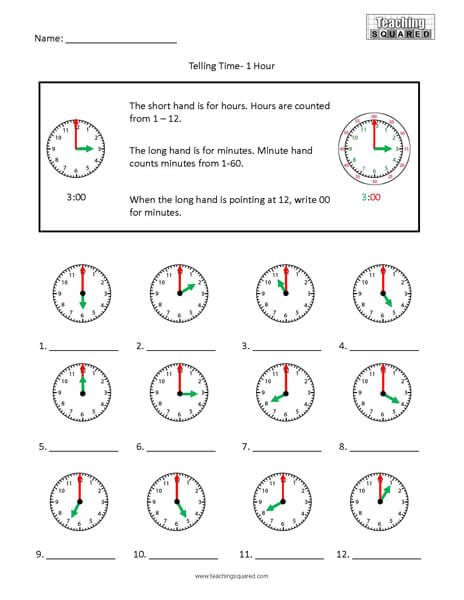 Telling Time- Hours