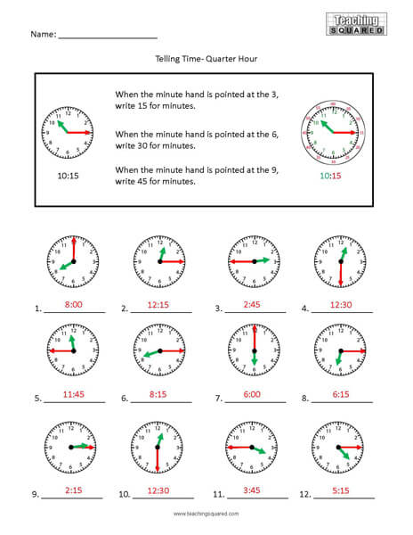 Colorful Clocks- Quarter Hour