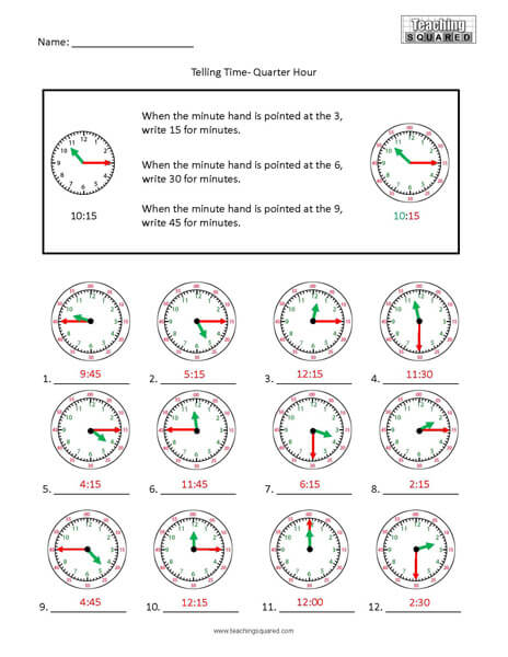 Colorful Clocks- Quarter Hour