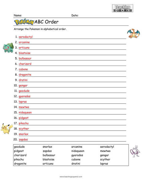 Pokémon Alphabetical Order- Generation 2 Pokémon