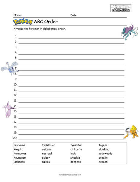 Printable Pokemon Go Checklist Alphabetical