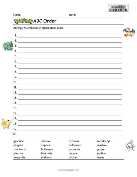 Pokémon Alphabetical Order- Generation 2 Pokémon
