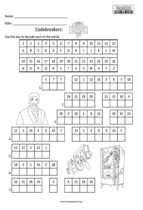 Fortnite Worksheets Teaching Squared - free printable fortnite activity