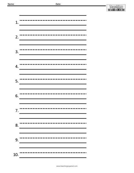Free Numbered paper to 10 Practice