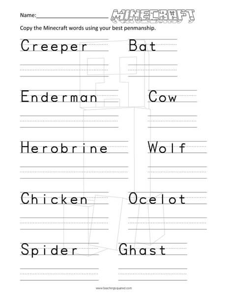 Teaching Squared|Penmanship Characters