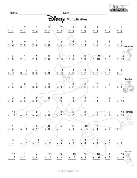 Disney Multiplication Worksheet