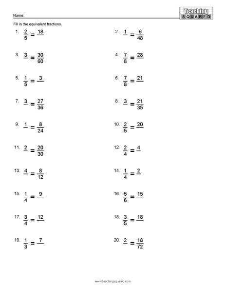 Comparing Fractions free math worksheets teaching