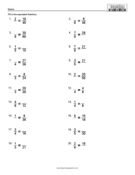 Comparing Fractions free math worksheets teaching