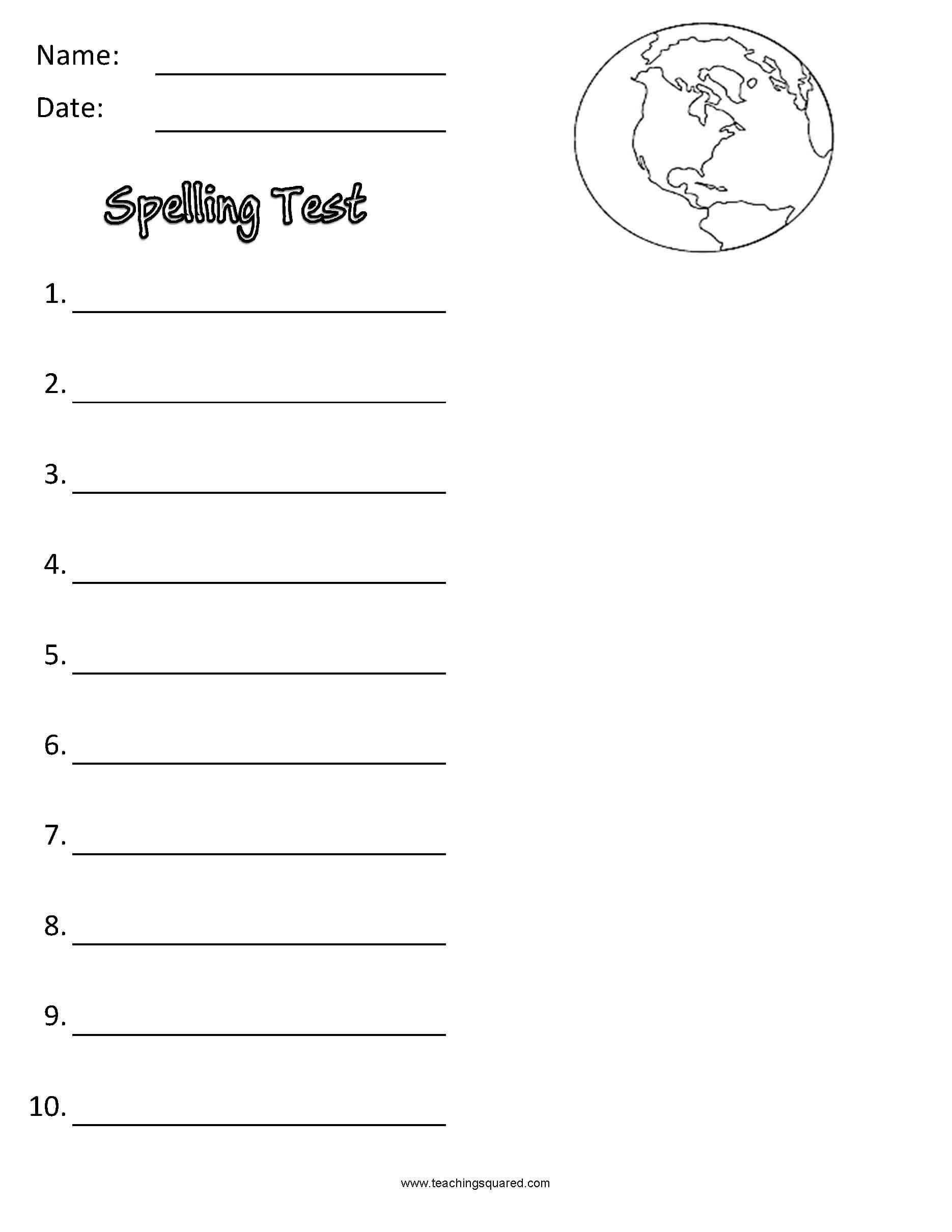 April Spelling Test Paper