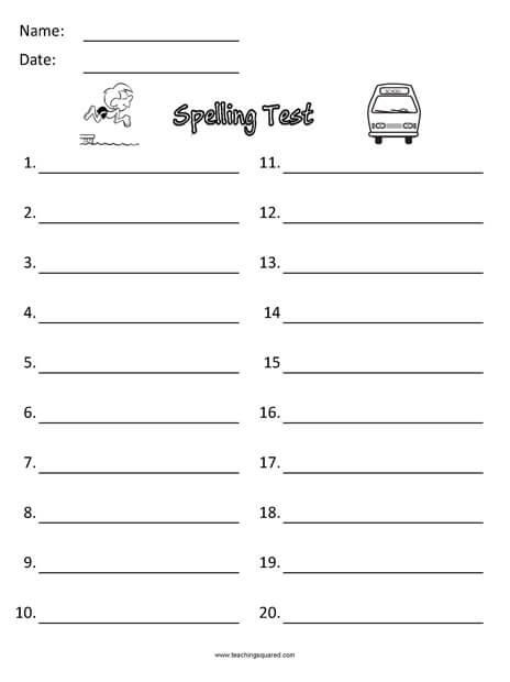 Spelling Test Paper