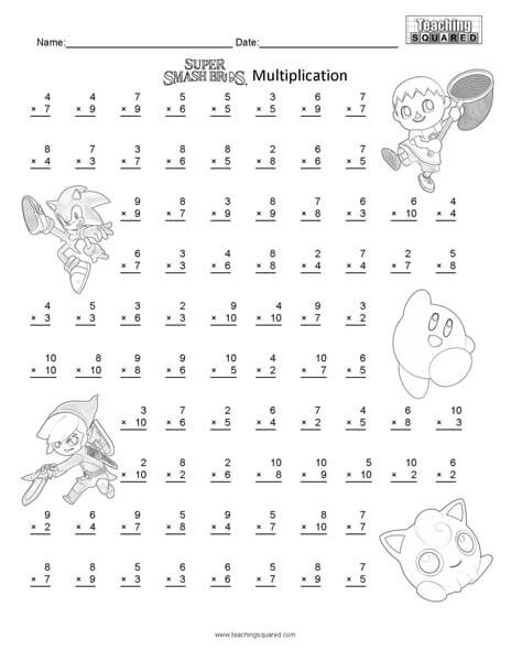 Nintendo Multiplication Worksheet teaching and homeschool