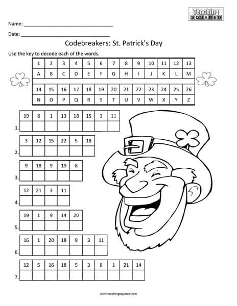 St. Patrick's Day Codebreakers top fun activity