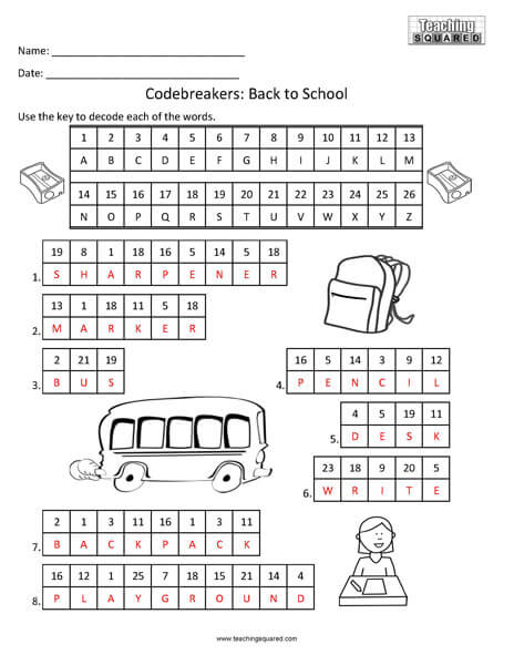 Back to School Codebreakers Fun kids activity