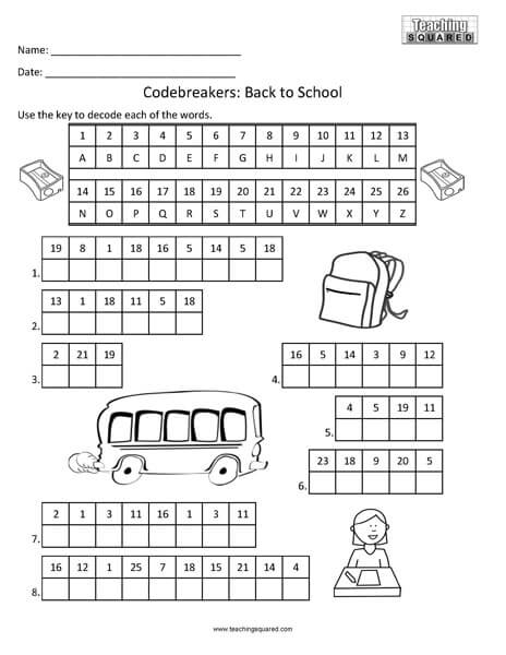 Codebreakers Back to School Fun kids activity