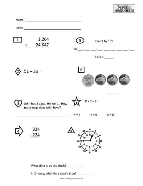 Daily Math Practice Free printable math instruction sheet