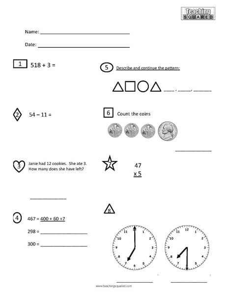Daily Math Practice Free printable math instruction sheet