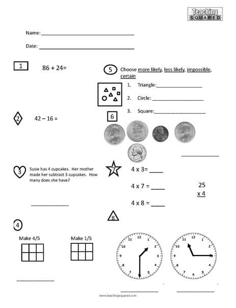 Daily Math Practice Worksheet Free printable mathematics instruction page
