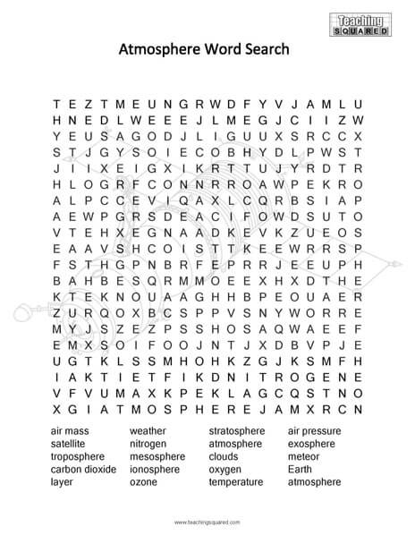 Atmosphere Science Word Search Puzzles