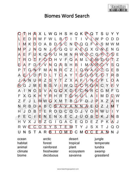 Biomes Science Word Search Puzzle
