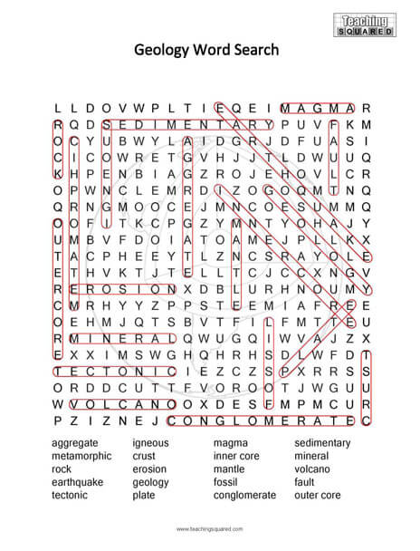Geology Science Word Search Puzzle