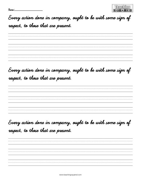 Respect Cursive Print Sentences kids activity