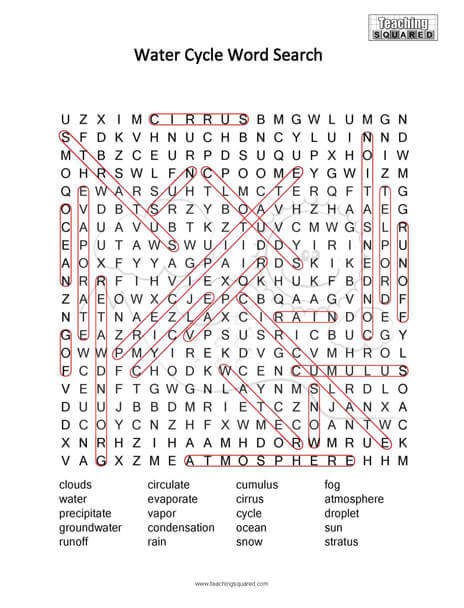 Water Cycle Science Word Search Puzzle