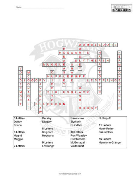Harry Potter Word Square Puzzle