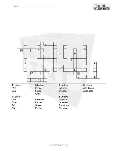 Minecraft Crafting Word Square Puzzle