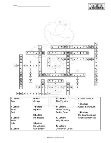 Sesame Street Word Square Puzzle